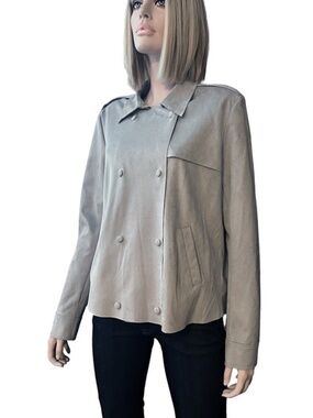 Kut from the Kloth Trench Swing Pea Jacket Coat Vegan Faux Suede Double Breasted